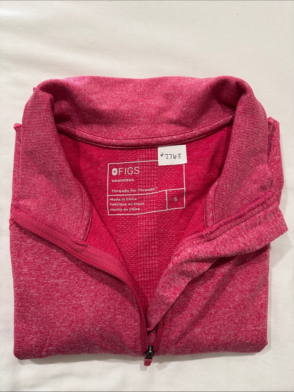 Figs Salta 1/4 Zip Longsleeve Hot Pink Small